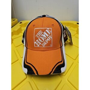 Home Depot Hat Cap Strap Back Orange Black White NASCAR Racing Joe Gibbs Drivers